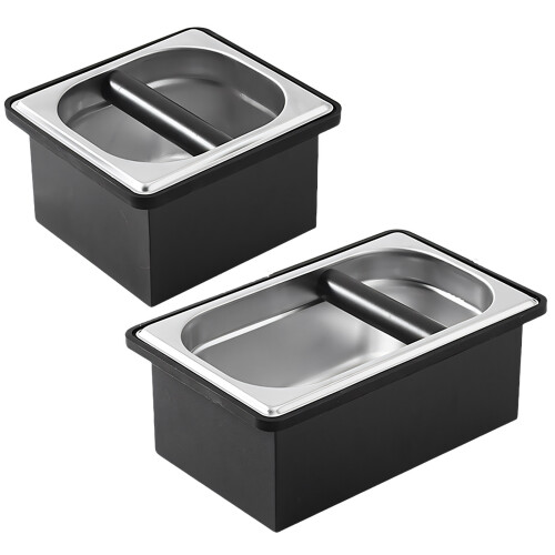 Black And Silver Coffee Grounds Container Stainless Steel-S 1