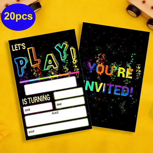 20 Unique Neons Light Effect Birthday Cards Double Sided Party 2