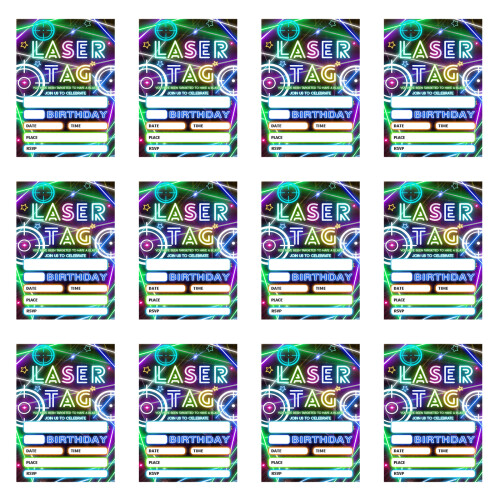 12Pcs Unique Birthday Invitations 5x7Inch Fluorescent Printed-6