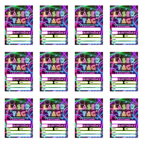 12Pcs 5x7Inch Fluorescent Pattern Paper Invitations For-5