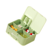 7 Day Weekly Pills Box With Built In Pills Splitter-Green