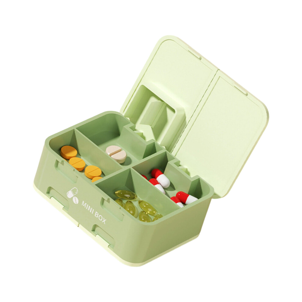 Green 7 Day Weekly Pills Box With Built In Pills Splitter