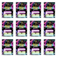 12 Stück fluoreszierend bedruckte Geburtstagskarten, 12,7 x-4
