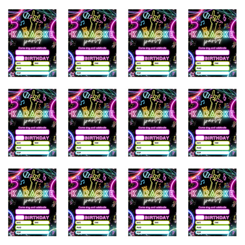 12Pcs Unique Birthday Invitations 5x7Inch Fluorescent Printed-4