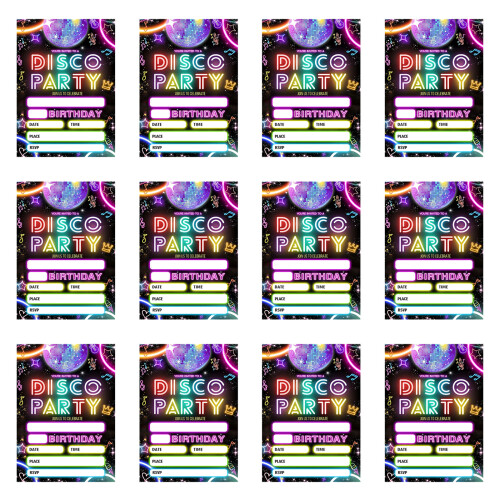 12Pcs 5x7Inch Fluorescent Pattern Paper Invitations For-9