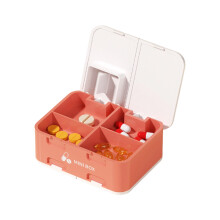 Mini Portable Pills Organizers For 1 Week Two Tiers Storage-Red