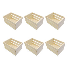 Miniature Pine Wood Organizers Basket Small Storage Box-6 pack
