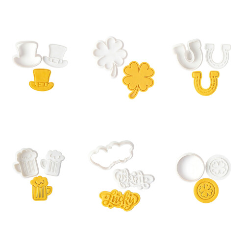 Plastic Patricks Day Cookie Cutters Set With Shamrock-LUCKY 1