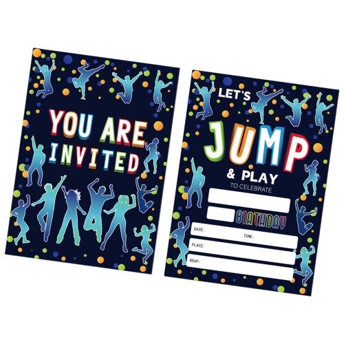 20Pcs Bright Birthday Party Invites Double Sided Neons Styles