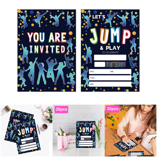 20Pcs Bright Birthday Party Invites Double Sided Neons Styles 1