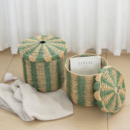 Stylish Wicker Dirty Clothes Hamper Breathable-Red large size 2