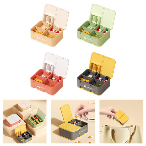 Durable Plastic 7 Day Medication Box Twin Layer System-Yellow 2