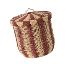 Handwoven Paper Rope Laundry Bin Large Capacity-Red large size