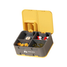 Durable Plastic 7 Day Medication Box Twin Layer System-Yellow
