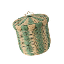 Stylish Rattan Storage Bin With Comfortable-green trumpet