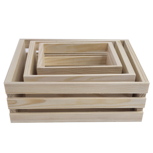 Miniature Wooden Nesting Boxes Set of 3 Size Rural Pine Storage 1