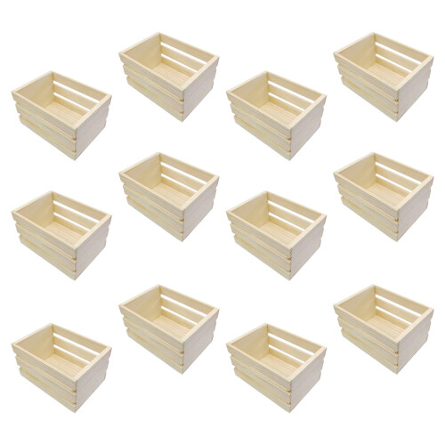 6/12Pieces Small Pine Wood Storage Box Organization-12 pieces