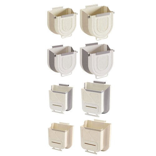 Foldable Wall Mounted Trash Bin Hanging Kitchen-White 1 1