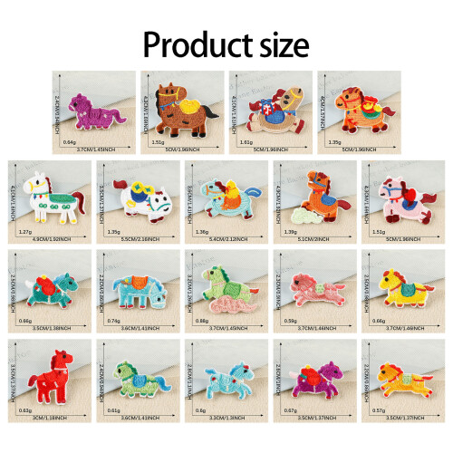 19PCS Embroidered Horse Pattern Stick Patches Ideal For Phone 2