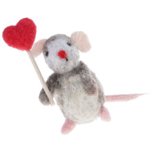 Handmade Love Shaped Mouse Needle Poking Project Using Wool-H