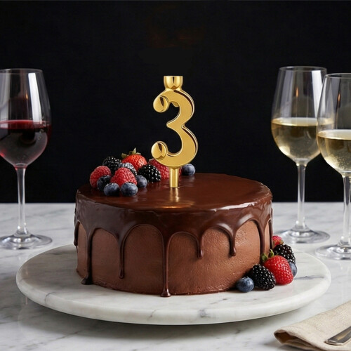 Sparkling Gold Number Candle Holders Elegant Cake-B 2 2