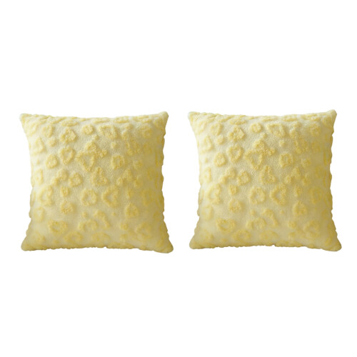 2 protège-oreillers décoratifs en molleton velouté-Jaune 45cm