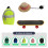Skateboard Tiny Schoolbag Straw Hat for Pet Puppets-Green 2