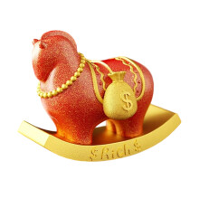 Chinese New Year Horse Figurine Desktop Ornament Resin-red gold