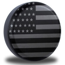 PVC Leather Spare Tire Cover 2527 Inch Gray American Flag, Weatherproof for RV SUV Truck