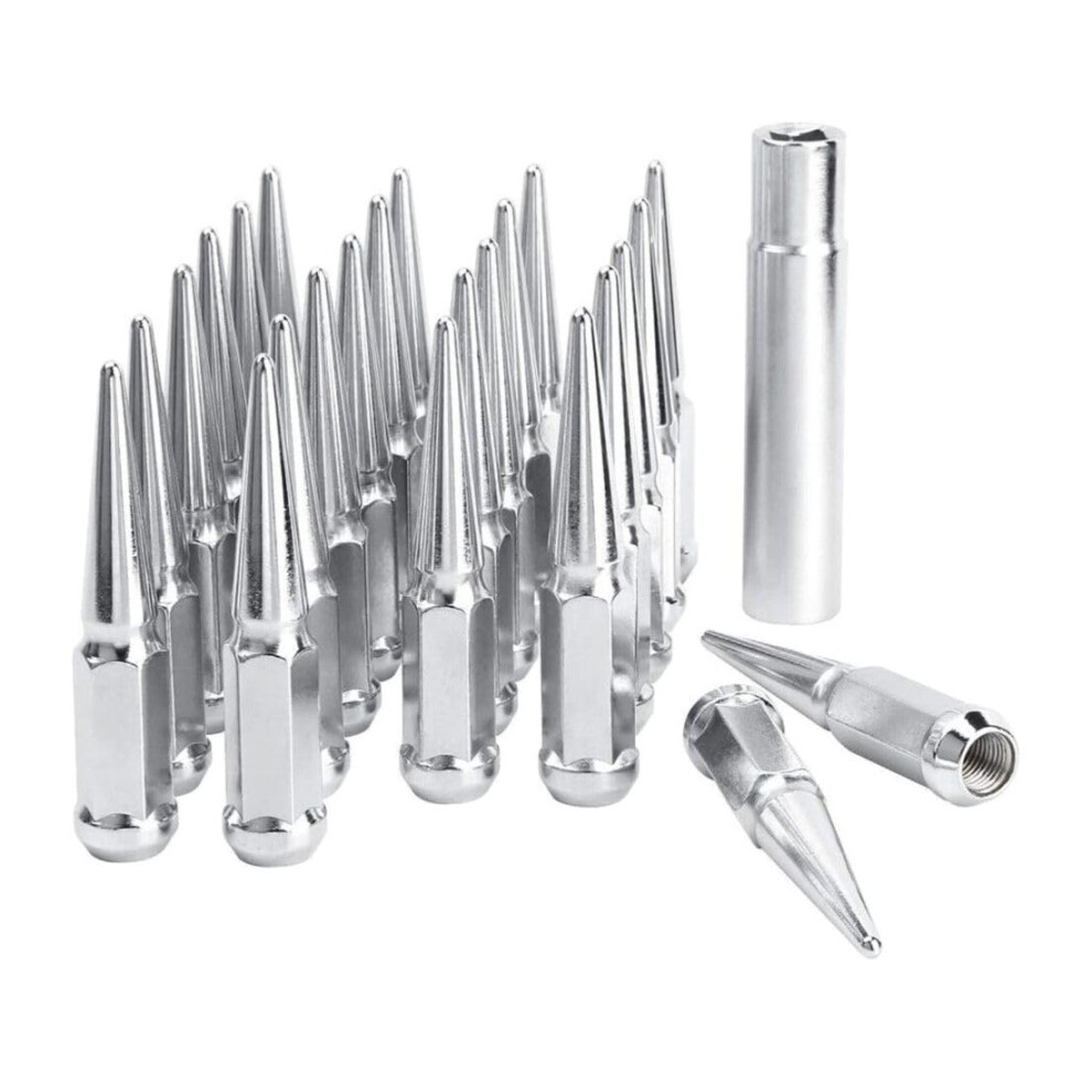 Lug Nuts 14X1.5 Chrome 4 Inch With Key For Silverado 1500 Sierra Tahoe Yukon Steel 9455672915250