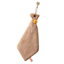 Lucky New Year Velvet Fleece Hand Towel with Hanging Loop-Khaki