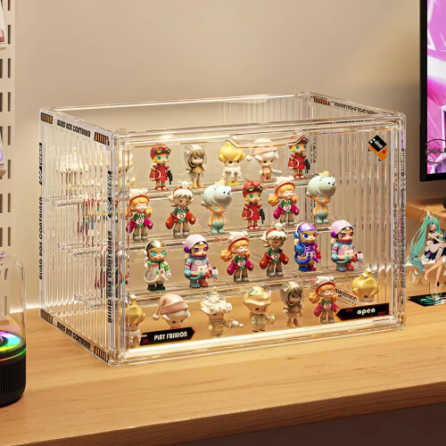Transparent Dustproof Acrylic Storage Box Large 14.17 inch Stackable Organizer with Magnetic Closure