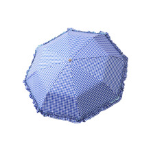 Parapluie élégant à carreaux en dentelle pour femme, design-Bleu