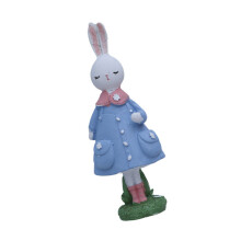 Figurine de lapin de pâques en résine, Animal portant une-Bleu