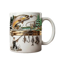 Tasse en céramique pour amoureux de la pêche, pour-11 onces