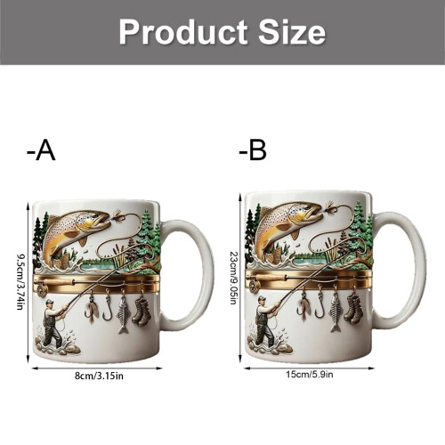 Fishing Style Ceramic Mug for Beverages Coffee Cup with-15oz 1