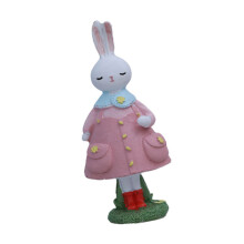 Lovely Rabbit Statue In Dress Easter Party Supplies-Pink