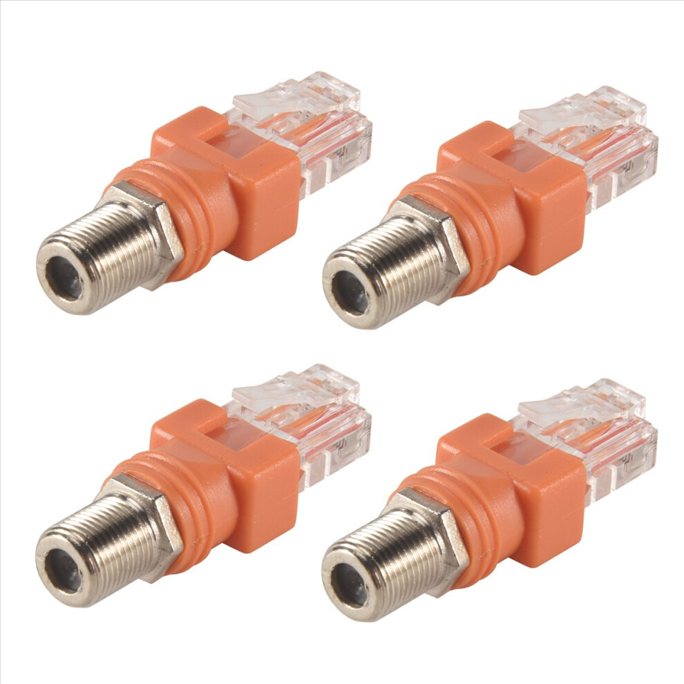 Coaxial To Ethernet Adapter, 4 Pack Coax F Female Rj45 Male Converter 4851296946581