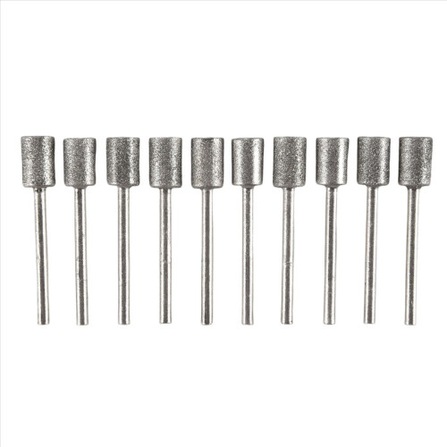 10 Pieces Diamond Bit Grinding Bits Head 1/8 Shank 8mm Cylinder for Mo 1