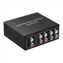 4 Ports Bi-Directional R L Audio Switcher Box Rotary Switch Plug and P