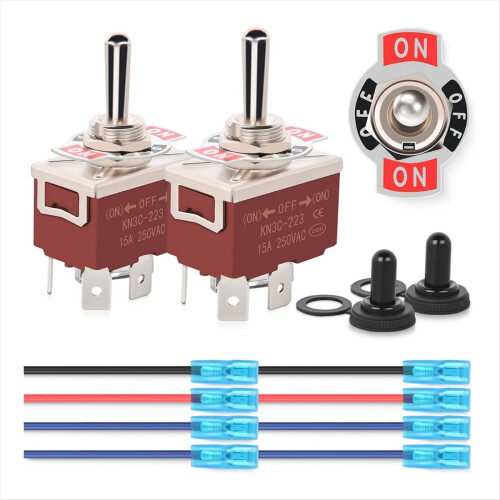 4Pin Reverse Polarity Toggle Switch 2PCS 12V Momentary Rocker 30A on O