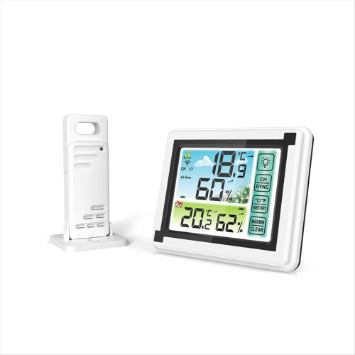 Touch Screen Weather Station with Wireless Sensor, Alarm Clock, Thermo