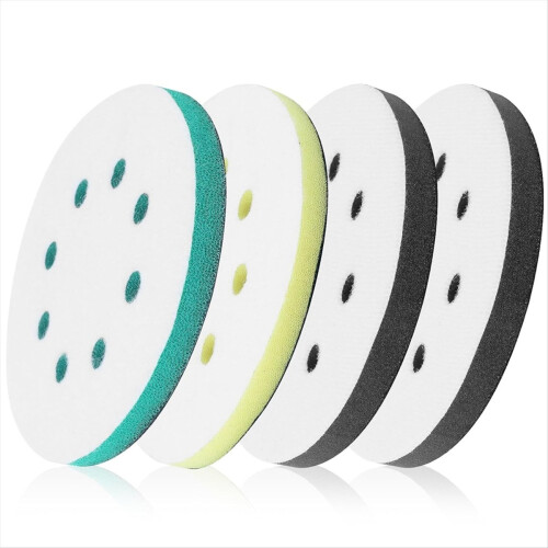 Conjunto de 4 discos de lixa de espuma para lixadeira orbital, 5 polegadas, 8 furos.