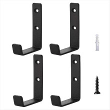 Set of 4 Heavy Duty J-Shaped Hooks -Garage - Metal Wall Mounted for To