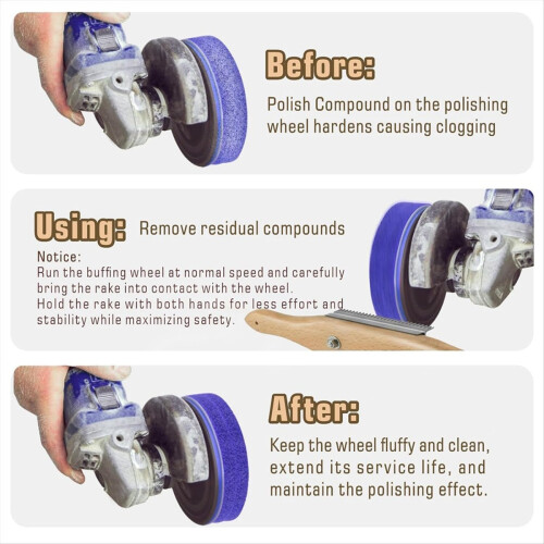 Buffing Wheel Rake Cleaning Tool for Polishing Compound with Beech Woo 1