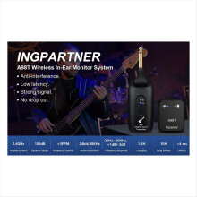 Sistema wireless per chitarra con trasmettitore e ricevitore digitale ricaricabile a 2,4 GHz.
