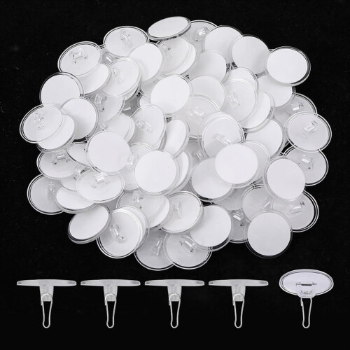 100Pack Ceiling Hooks Adhesive Removable Wall Hanger, 2cm Disc Sticky 1
