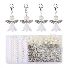 50sets DIY Guardian Angel Pendant Kit, Make Your Own Pearl Pendant, Ke
