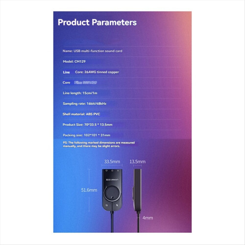 Placa de som, interface de áudio USB, adaptador para microfone externo de 3,5 mm. 2