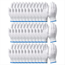 24 pares de luvas de trabalho de algodão com forro branco para segurança no trabalho. Luvas grossas.